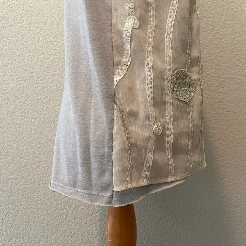 E by Eloise Floral Overlay Tank Top, Gray, medium - Picture 5 of 7